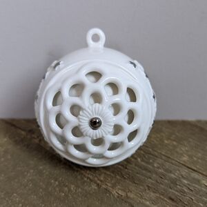 Pandora 2011 Porcelain Ornament | White Cutout Snowflake Christmas Bauble 3.5